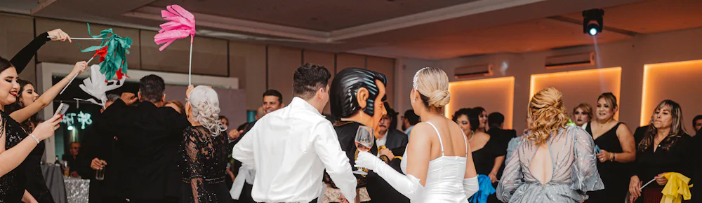 Packed dancefloor in a banquet hall