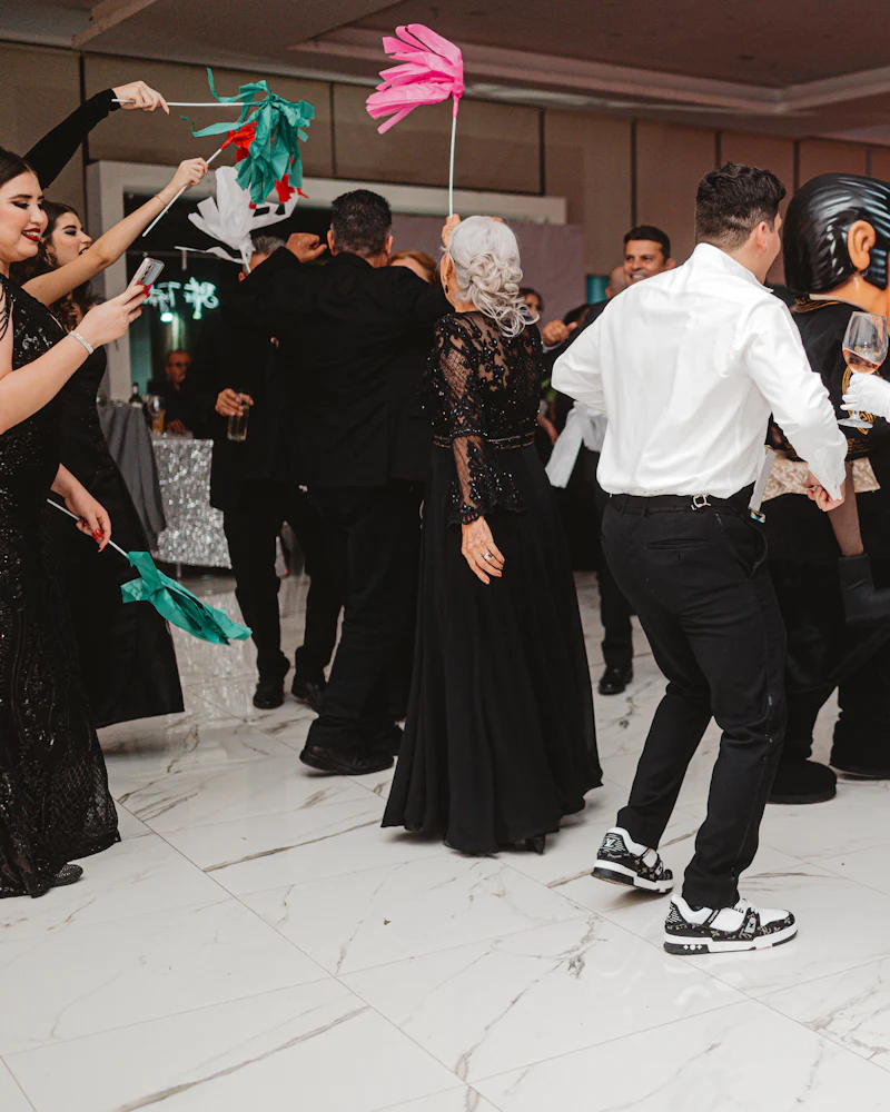 Packed dancefloor in a banquet hall